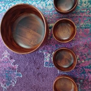 Wood salad bowl set